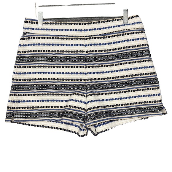 Gap Shorts Womens 12 Blue Black White Woven High Rise Side Zip Cotton Blend Boho - Picture 1 of 14